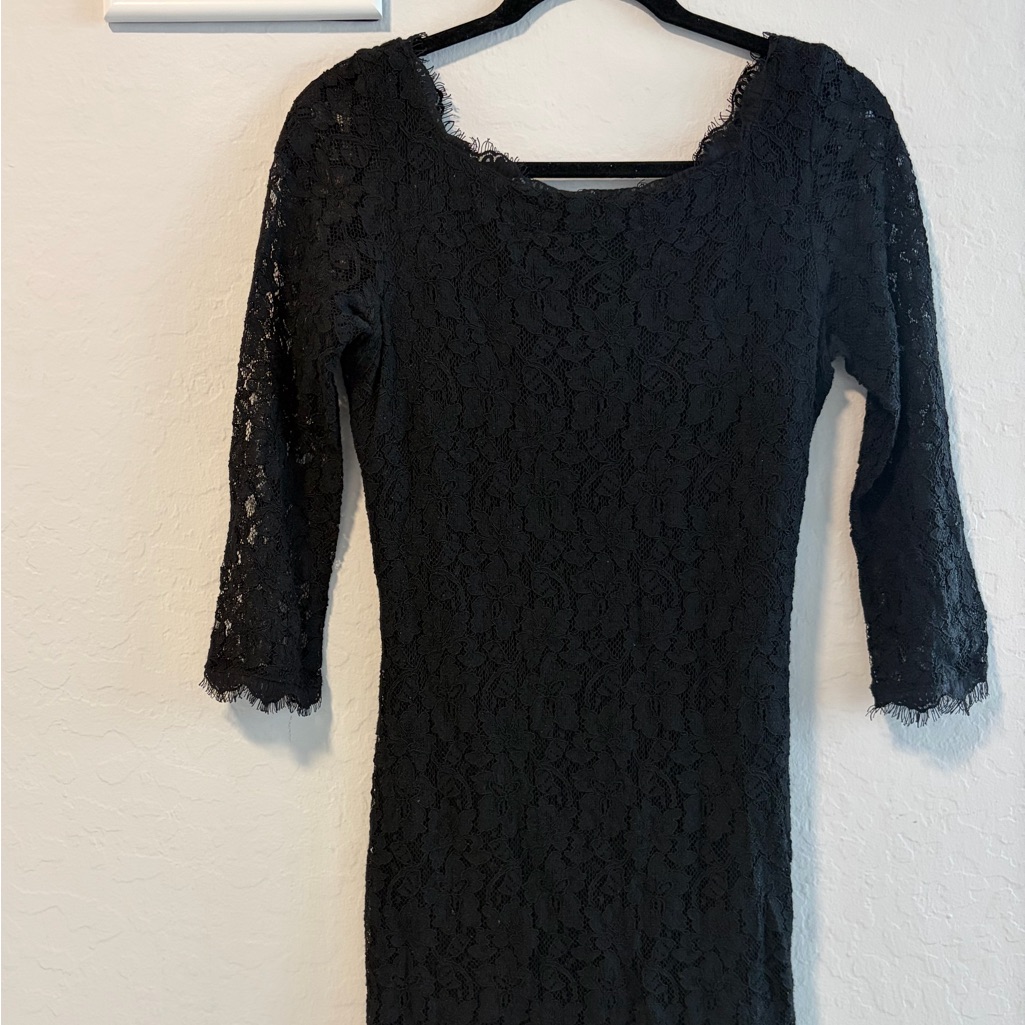 Diane Von Furstenberg Zarita Lace Dress Black, Size 10